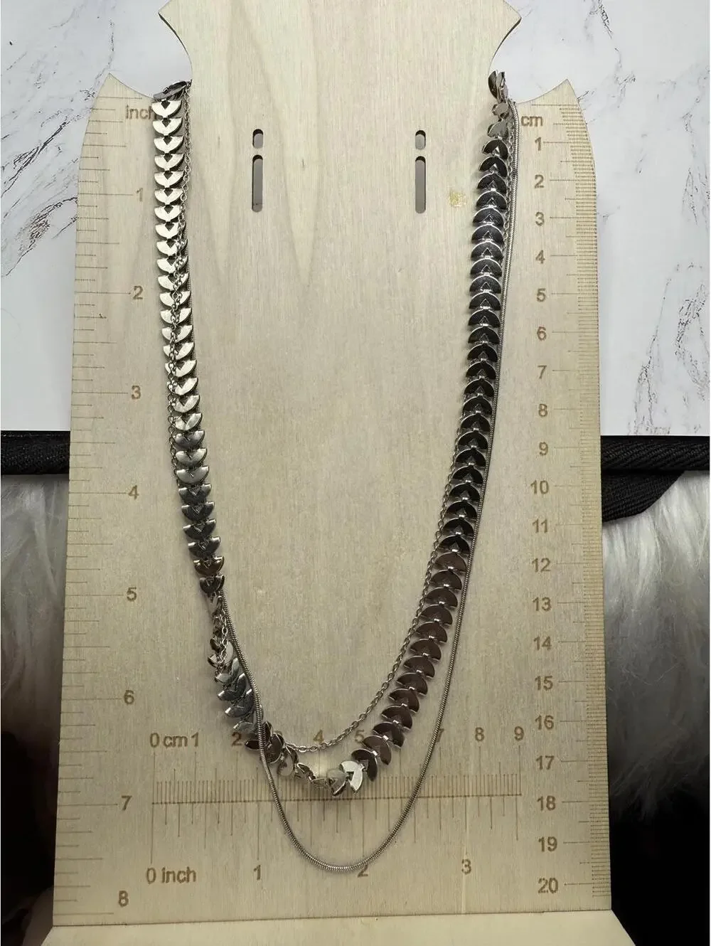 Shiny Silver Link 3 Strand 16” Necklace